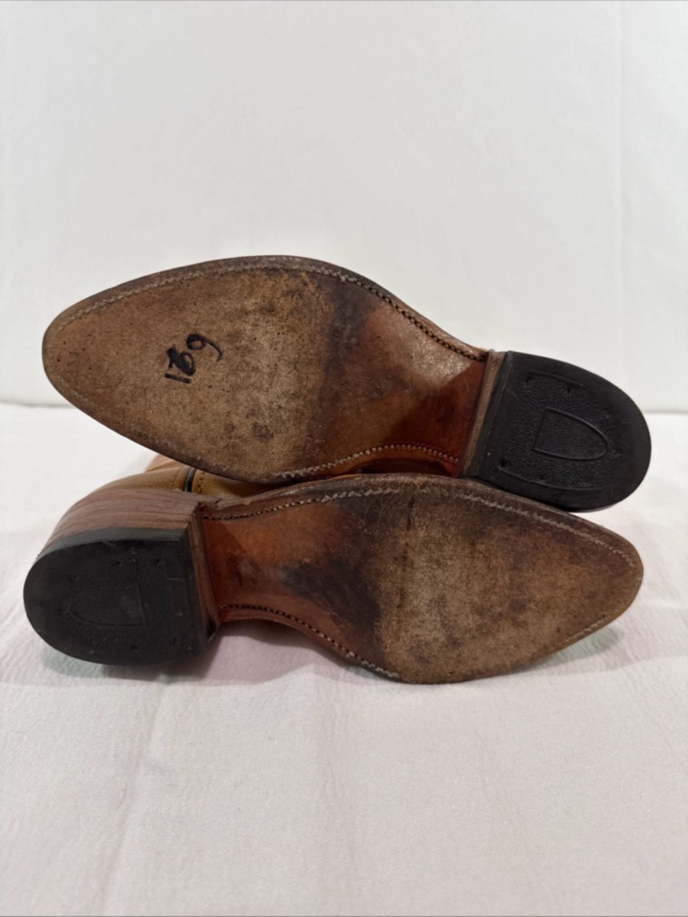 Double H Boots - Womens 6.5 - Leather Cowboy Western Tan Brown Horse Barn Farm - Picture 14 of 16